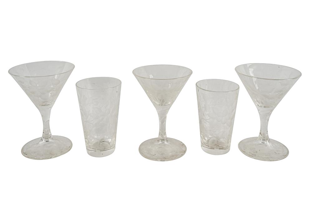 Appraisal: CONTINENTAL ETCHED GLASS DRINKS SERVICEunsigned comprising stems inches high and