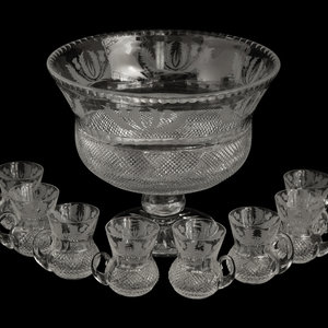 Appraisal: An Edinburgh Crystal Thistle Footed Punchbowl and Eight Punch Cups