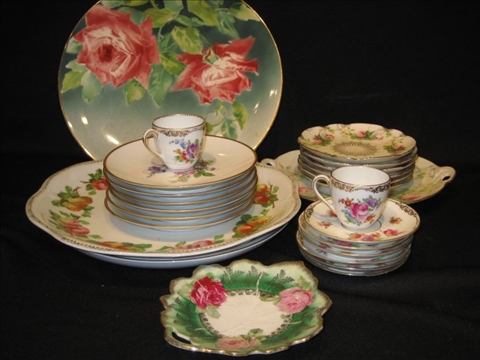 Appraisal: LOT DRESDEN FLORAL PORCELAIN SAUCERS CUPS Along with other floral