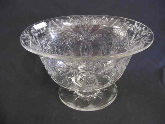 Appraisal: Cut Glass Console Bowl elaborate rock crystal style floral cutwork