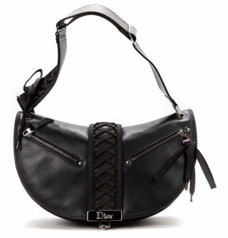 Appraisal: Christian Dior Admit It Lace-Up shoulder bag in black smooth