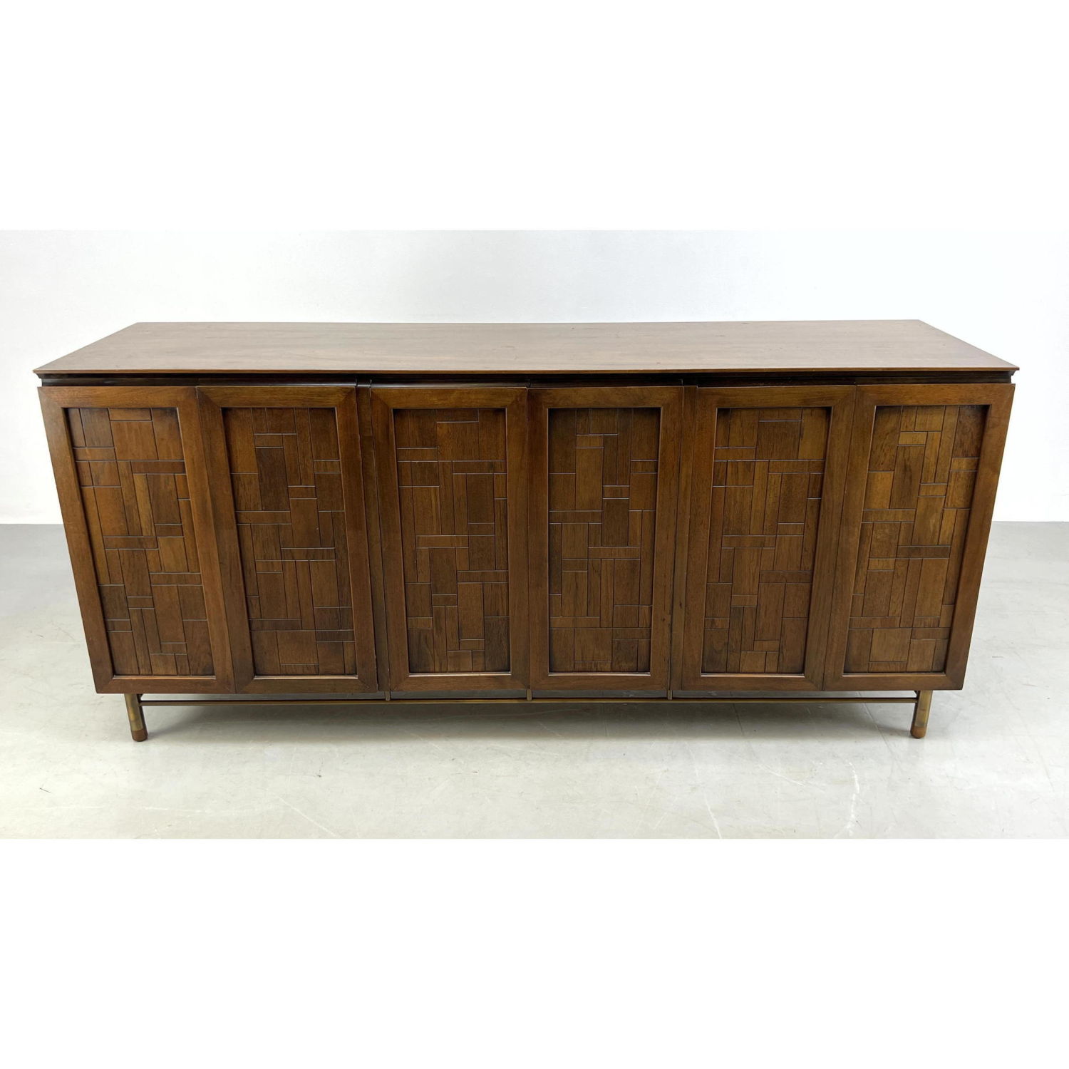 Appraisal: JOHN STUART American Modern Walnut Credenza Sideboard Doors with inset