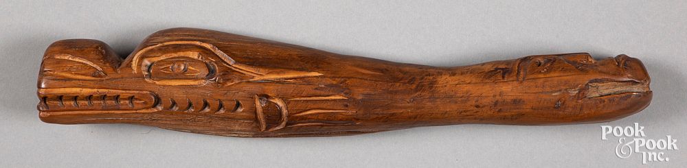 Appraisal: Northwest Coast carved cedar salmon club Northwest Coast carved cedar