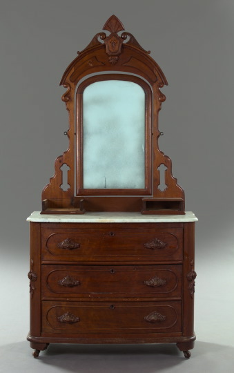 Appraisal: American Renaissance Revival Walnut Marble-Top Dresser third quarter th century