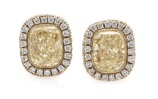 Appraisal: Sale Lot A Pair of Karat Yellow Gold Colored Diamond