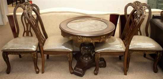 Appraisal: Rococo style fruitwood circular table with inset marble top and