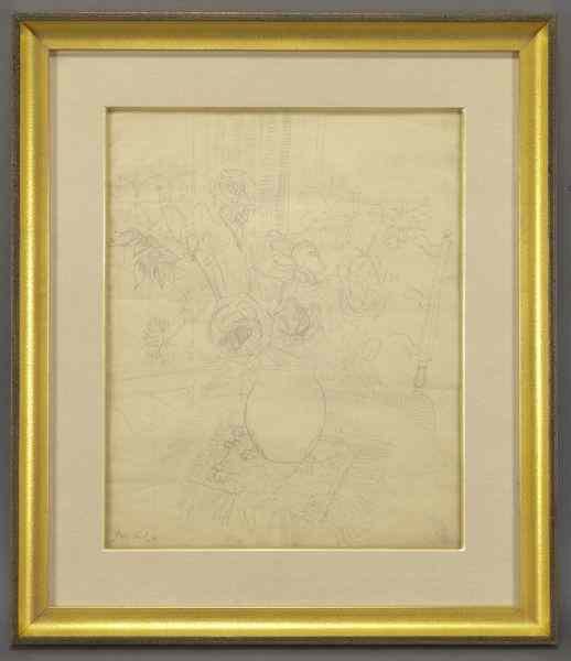 Appraisal: Jean Dufy ''Bouquet de Fleurs'' graphite on paper Stamp signed