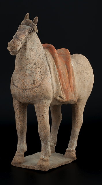 Appraisal: A Chinese pottery horseTang dynasty - the standing horse with