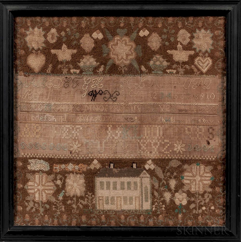 Appraisal: Needlework Sampler Needlework Sampler Norwich Connecticut c - stitched with