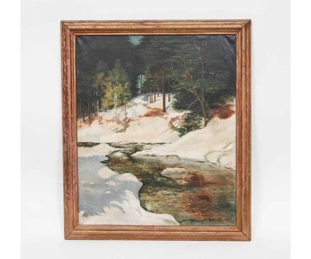 Appraisal: Pennsylvania Impressionist oil on canvas winter landscape circa mounted in