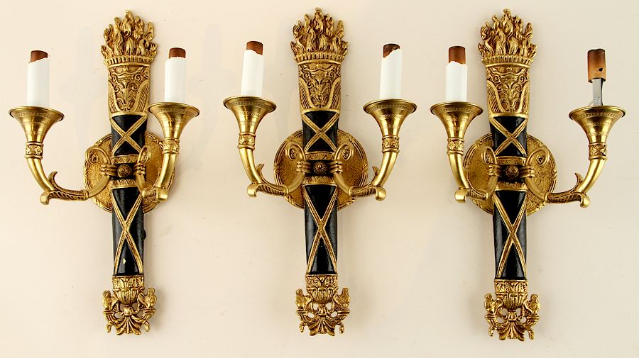 Appraisal: BRASS -LIGHT WALL SCONCES FRENCH EMPIRE STYLE A set of