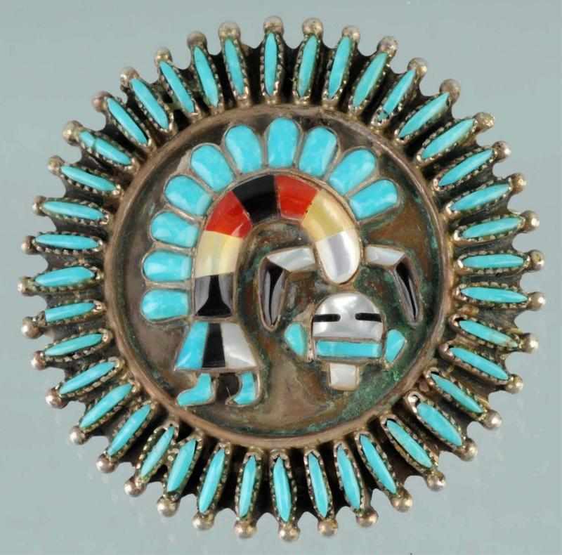 Appraisal: Rare Native American Indian Silver Pin Description Round Navajo pin