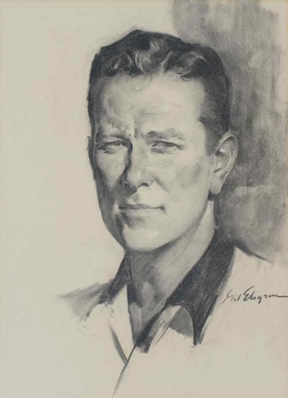 Appraisal: ELVGREN Gil American - Portrait of a Young Gentleman Charcoal