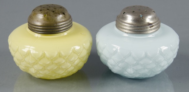 Appraisal: Pair Sugar ShakersBy Consolidated Lamp Glass Co Both in cone