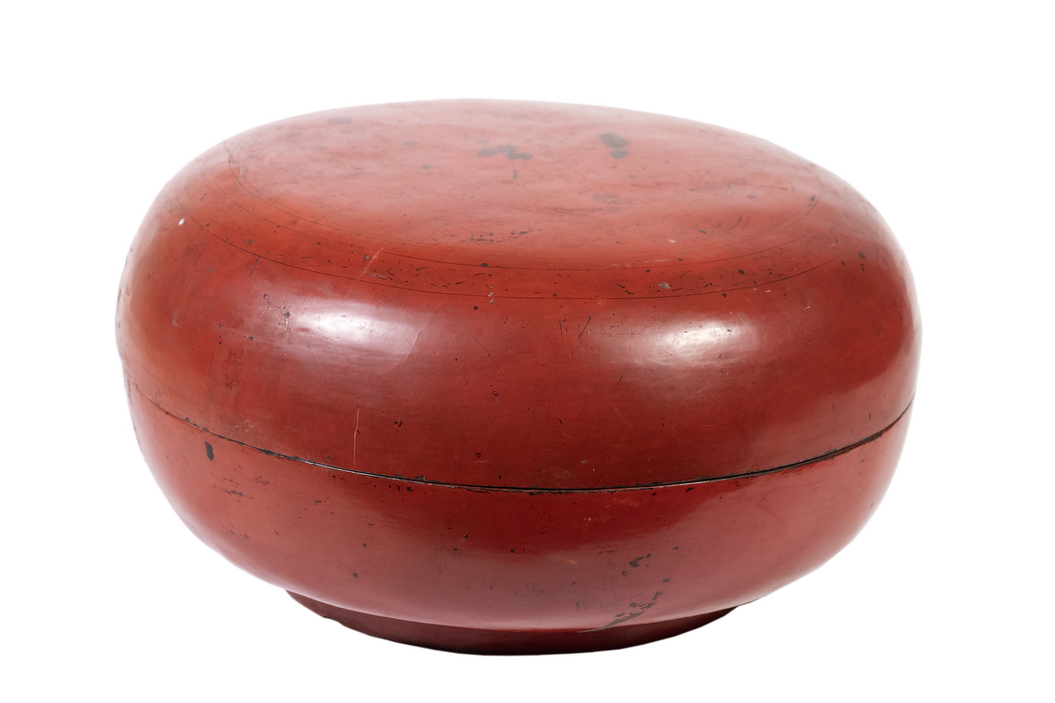 Appraisal: TH C CHINESE QING CINNABAR LACQUERED ROUND BOX Large Round