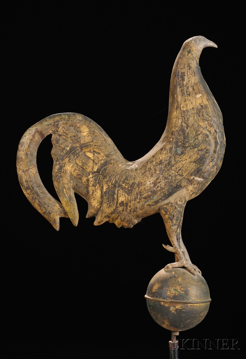 Appraisal: Gilded Molded Copper and Zinc Gamecock Weathervane attributed to Harris