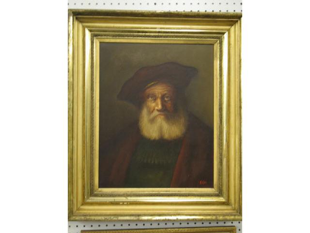 Appraisal: E Kooi Oil on Canvas Portrait of Scholar gilt frame