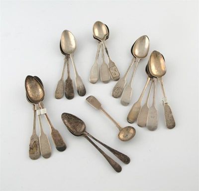 Appraisal: A collection of Exeter silver old English and Fiddle pattern