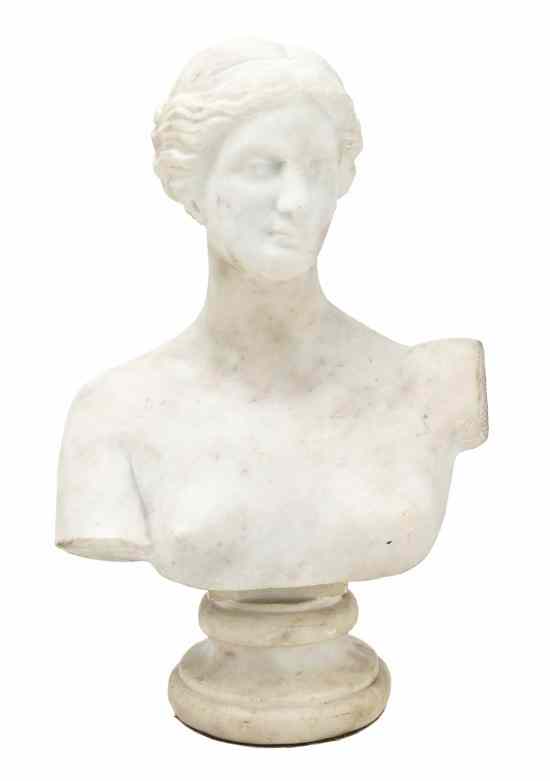 Appraisal: An Italian Marble Bust depicting a classical nude maiden raised