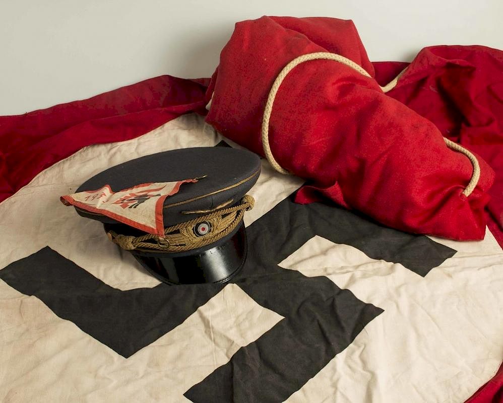 Appraisal: rd Reich Material incl Flags a post-War Luftwaffe officer's cap