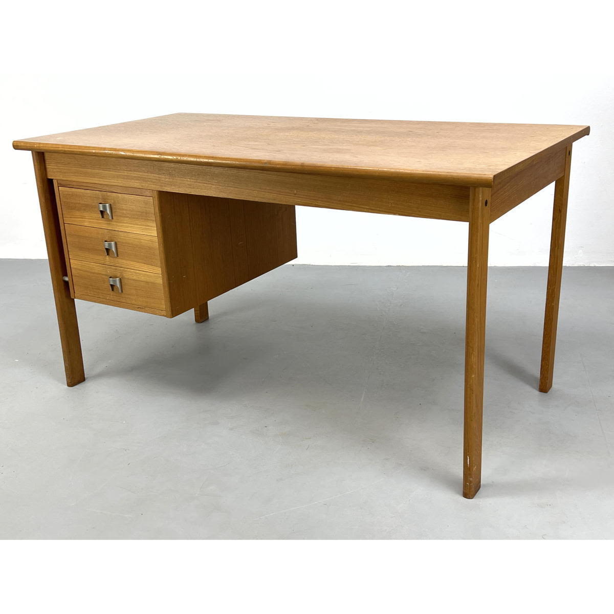 Appraisal: Danish Modern Teak Desk Desk opens for hidden storage compartment