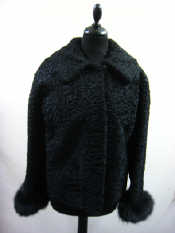 Appraisal: A black Persian lamb jacket with black faux fur cuffs