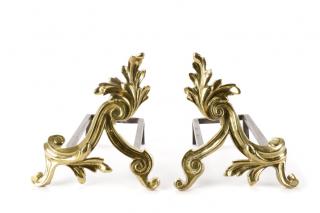 Appraisal: Pair Italian Neoclassical Gilt Bronze Andirons Italian mid th century