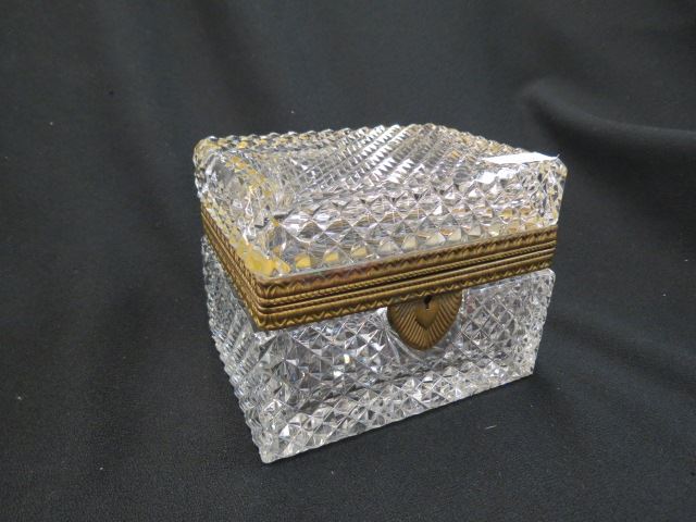 Appraisal: Art Glass Dresser Box diamond design ormoulu mounts X excellent