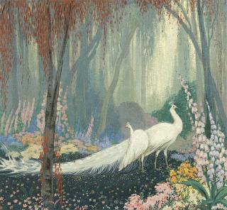 Appraisal: Jessie Arms Botke White Peacocks in a Forest signed lower