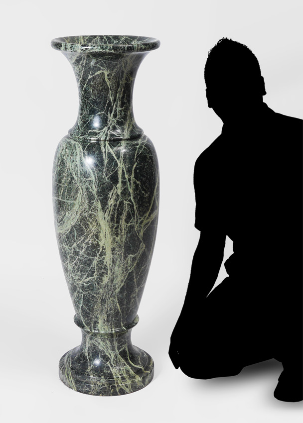 Appraisal: LARGE GREEN MARBLE FLOOR VASE Baluster form variegated green marble