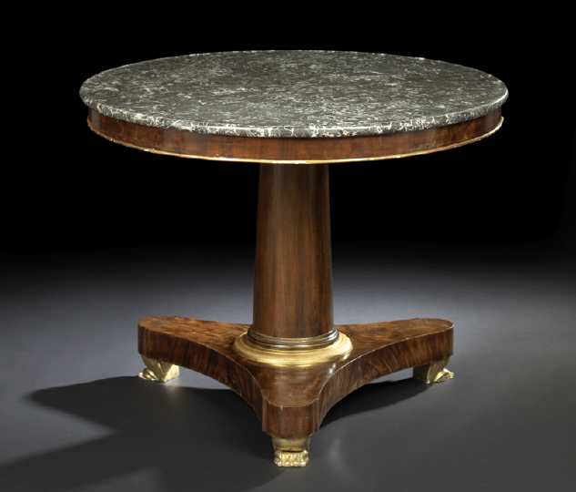 Appraisal: Restauration Mahogany and Marble-Top Center Table second quarter th century