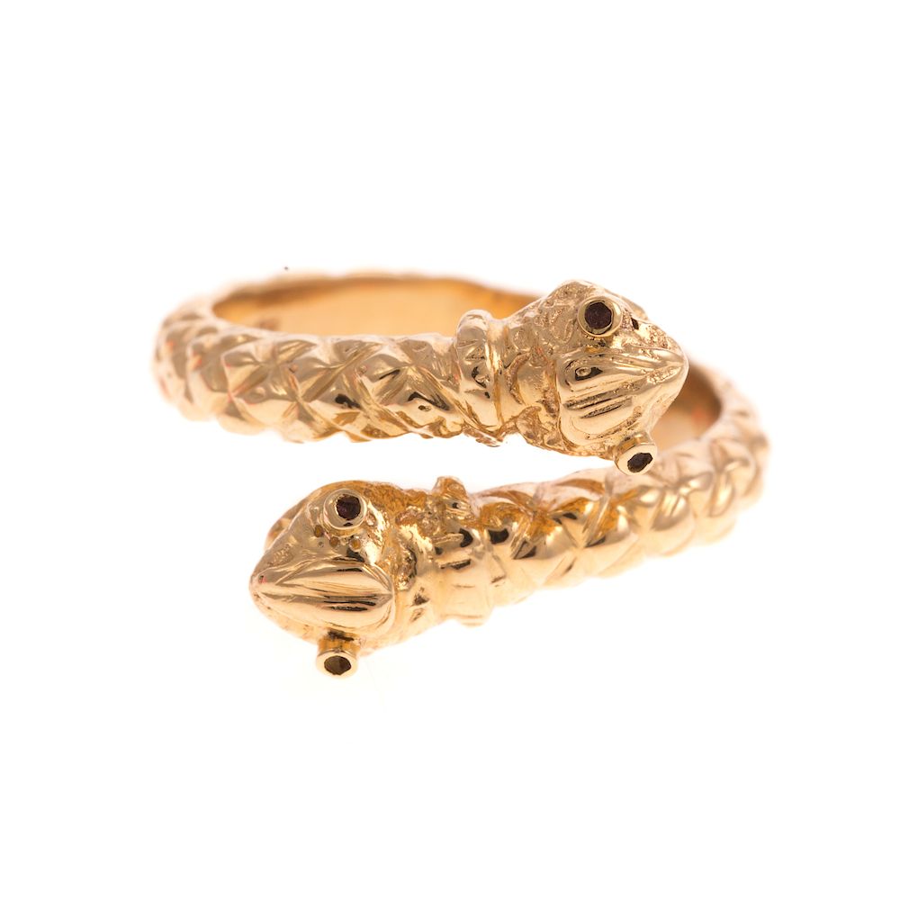 Appraisal: A Ladies K Snake Ring K yellow gold solid bypassing