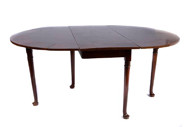 Appraisal: A Queen Anne mahogany drop leaf table restorations and repairs