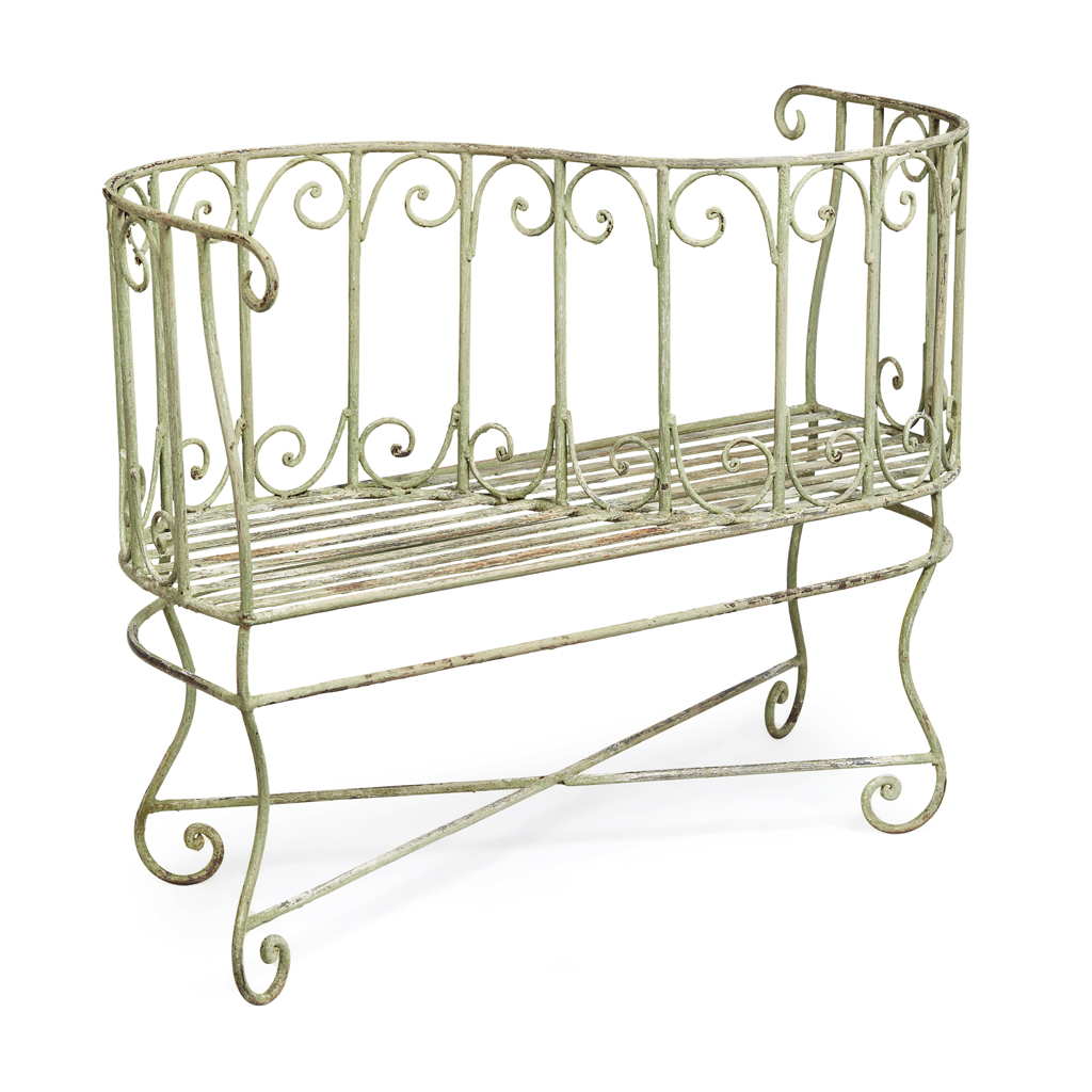 Appraisal: VICTORIAN 'TETE-A-TETE' WROUGHT IRON GARDEN BENCH LATE TH CENTURY the