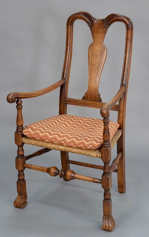 Appraisal: Queen Anne great chair with block and turned supports and