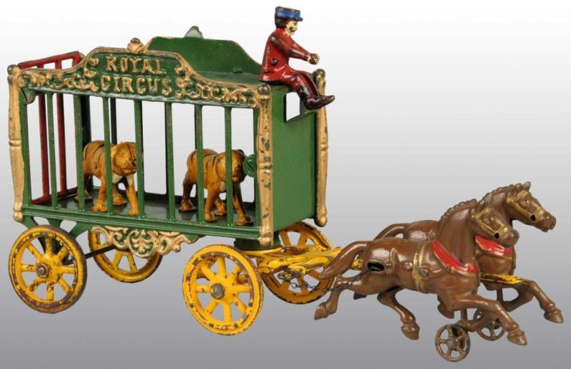 Appraisal: Cast Iron -Horse Royal Circus Cage Wagon Toy Description Includes