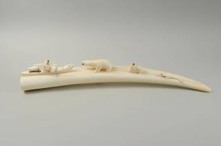 Appraisal: Inuit Walrus Tusk Carving by Luke Kulukhon Inuit walrus tusk