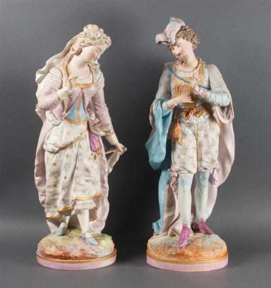 Appraisal: Pair of French painted bisque figures of renaissance lovers second