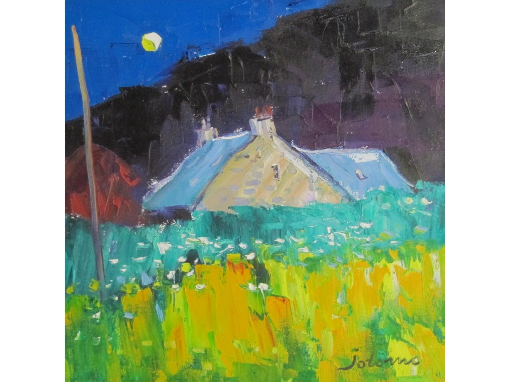 Appraisal: JOHN LOWRIE MORRISON JOLOMO b Acrylic on canvas 'Harvest Moon