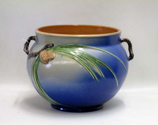 Appraisal: ROSEVILLE AMERICAN ART POTTERY JARDINIERE in the Pinecone Blue pattern