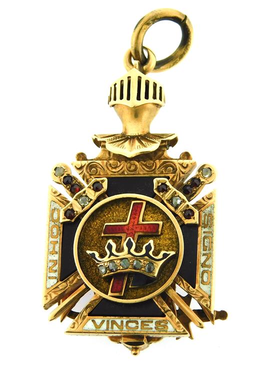 Appraisal: JEWELRY Thirty Second Degree Knights of Templar Masonic Fob tested