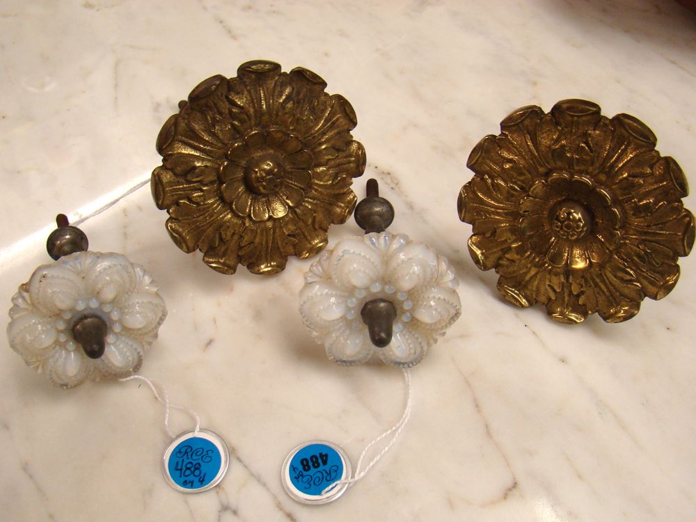 Appraisal: TWO PAIRS OF CURTAIN TIEBACKS Mid- th CenturyOne opalescent lacy