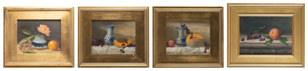 Appraisal: ARLENE M GADE MASSACHUSETTS CONTEMPORARY FOUR TABLETOP STILL LIFES OF