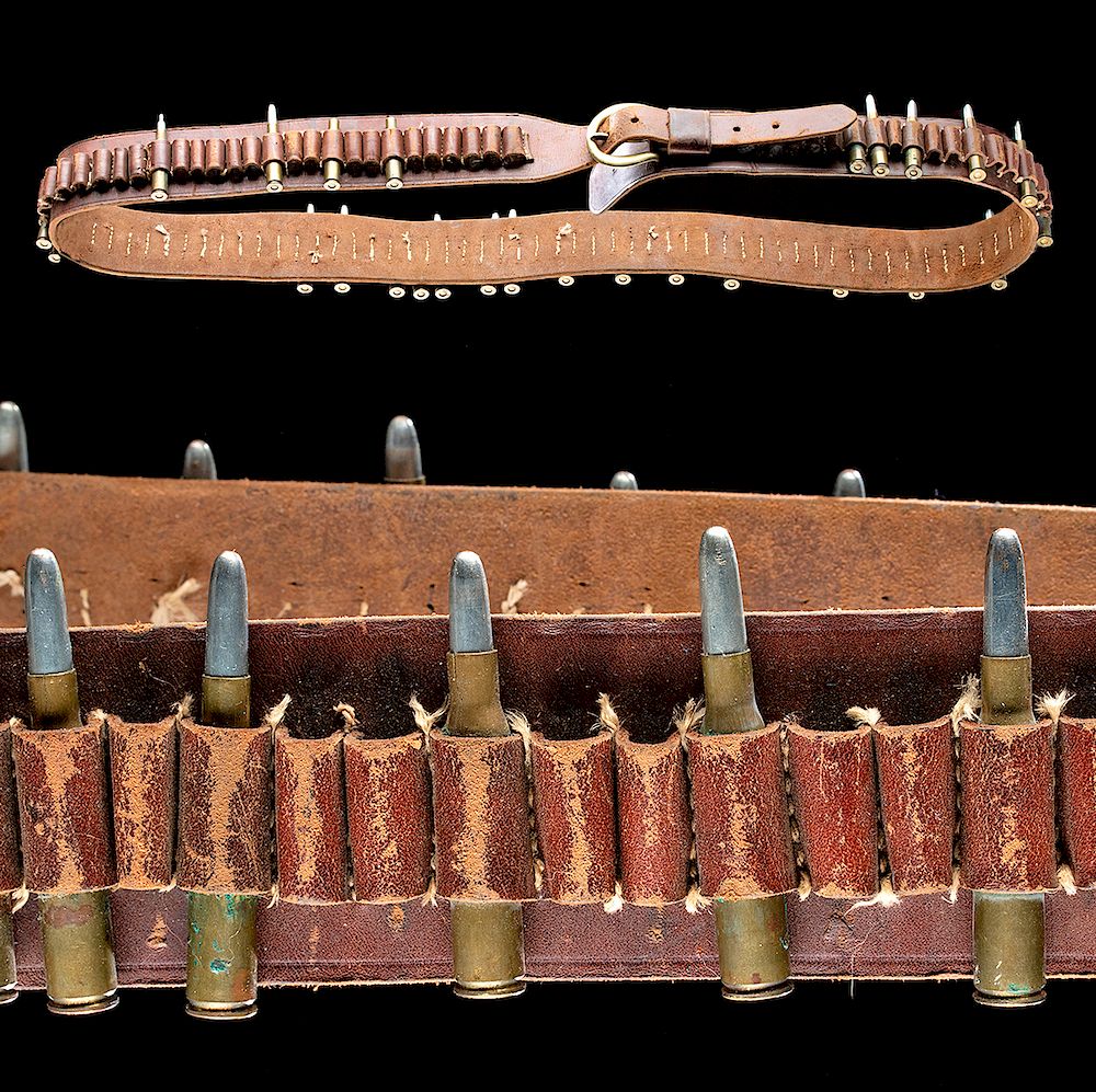 Appraisal: Late th C Mexican Leather Bandolier w Ammo North America