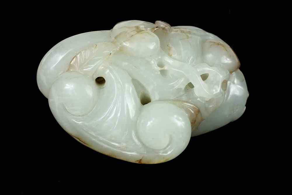 Appraisal: CHINESE JADE CARVING - Early th c White Jade Scroll