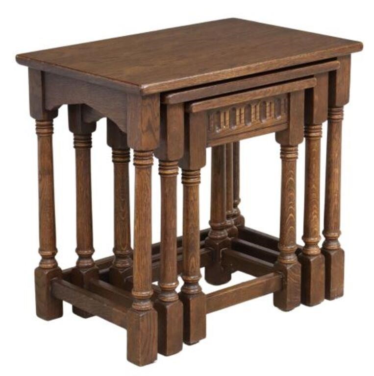 Appraisal: lot of English oak nesting tables late th c rising