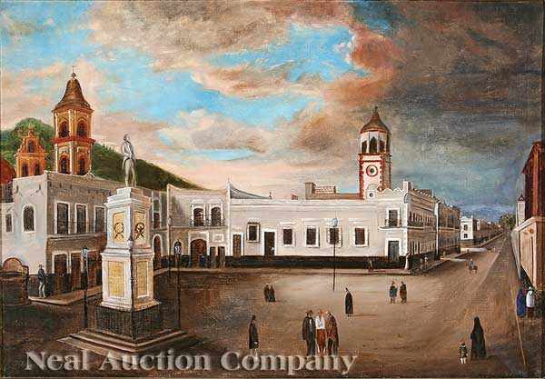 Appraisal: F Ballesteros Mexican th c Civic Square Toluca oil on