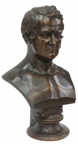 Appraisal: German cast metal male bust in a bronze patina Peter