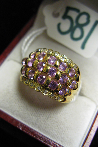 Appraisal: PINK TOURMALINE DIAMOND AND FOURTEEN KARAT GOLD RING set with