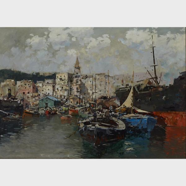 Appraisal: Ezelino Briante - PORTO DI CAMOGLI Italian Oil on canvas